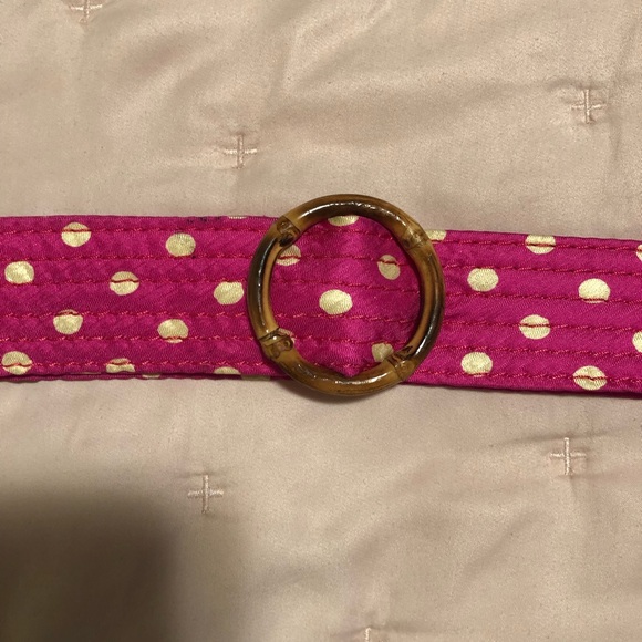 J. Crew Hot Pink Polka Dot Silk Belt S/M - Picture 2 of 6